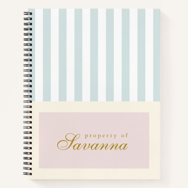 Personalized Minimalist Aesthetic Pastel Notebook Notizbuch (Vorderseite)