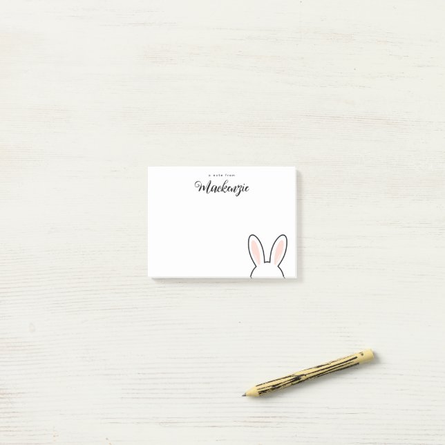 Personalized  Minimalist Cute Bunny Ears Easter Post-it Klebezettel (Auf Schreibtisch)
