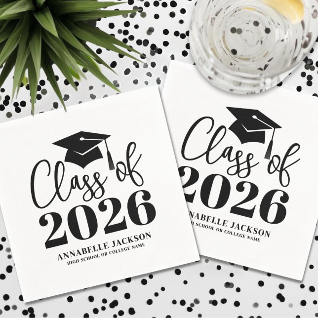 Personalized Minimalist Graduation Serviette (Personalized Minimalist Graduation Napkins)
