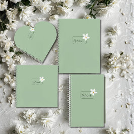 Personalized Minimalist Green Flower Notebook Notizbuch