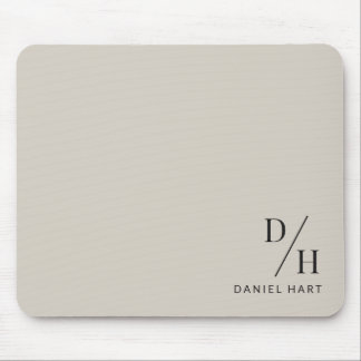 Personalized Minimalist Initial Name Beige Mousepad