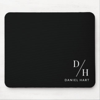 Personalized Minimalist Initial Name Black Mousepad