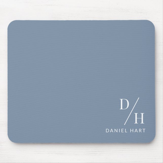 Personalized Minimalist Initial Name Dusty Blue Mousepad (Vorne)