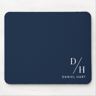 Personalized Minimalist Initial Name Navy Blue Mousepad