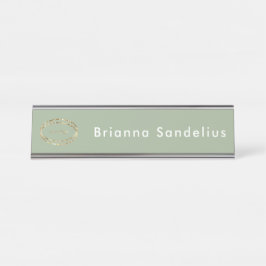 Personalized Minimalist Sage Green Business Logo Schreibtischnamensplakette
