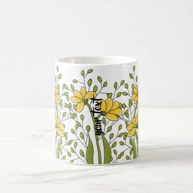 Personalized Miss Bren Floral Kaffeetasse (Mittel)