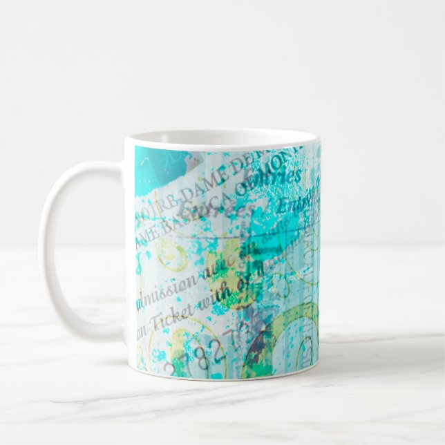 Personalized Mixed Media Coffee Mug in Blue/Green Kaffeetasse (Links)