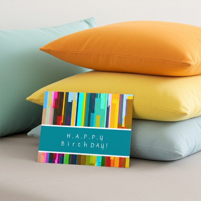 Personalized Modern Abstract Art Birthday Postcard Postkarte (Von Creator hochgeladen)