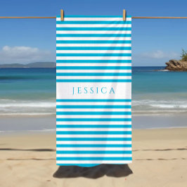 Personalized Modern Blue Striped Pattern Strandtuch