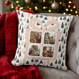 Personalized Modern Christmas Gift Box Photo Kissen