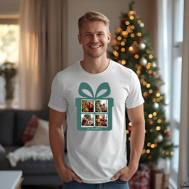 Personalized Modern Christmas Photo Gift Box T-Shirt