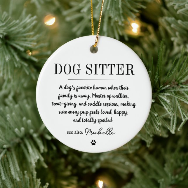 Personalized Modern Dog Sitter Pet Sitter Funny  Keramik Ornament (Baum)