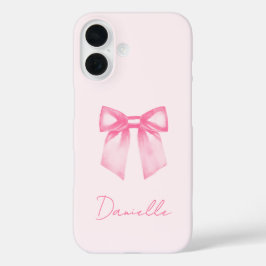 Personalized Modern Elegant Pink Bow iPhone 16 Hülle