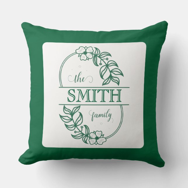  Personalized Modern Floral Family Name Monogram Kissen (Vorderseite)