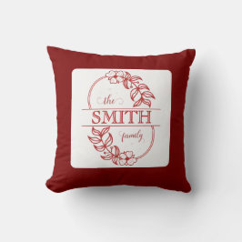 Personalized Modern Floral Family Name Monogram Kissen