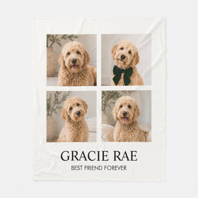 Personalized Modern Pet Photo Collage Fleecedecke (Vorderseite)
