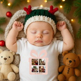 Personalized Modern Pink Christmas Baby Strampler