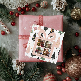 Personalized Modern Pink Christmas Gift Box Geschenkanhänger