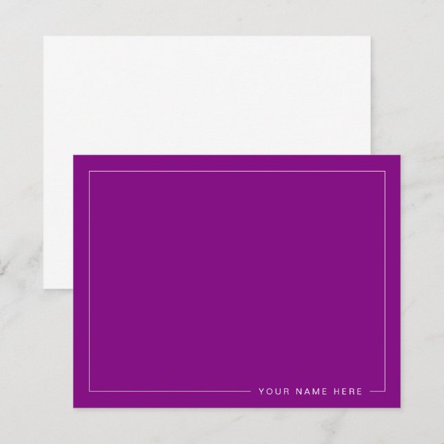 Personalized Modern Purple Flat Note Card Mitteilungskarte (Vorne/Hinten)