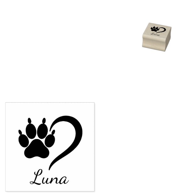 Personalized Modern Trendy Dog Pet Paw Print Cute  Gummistempel (Stempel)