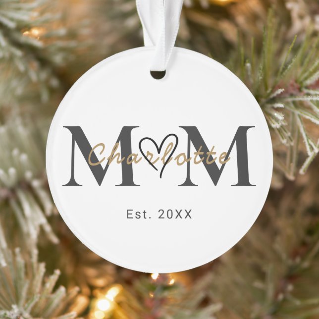 Personalized Mom Name Est Year Christmas Ornament (Baum)