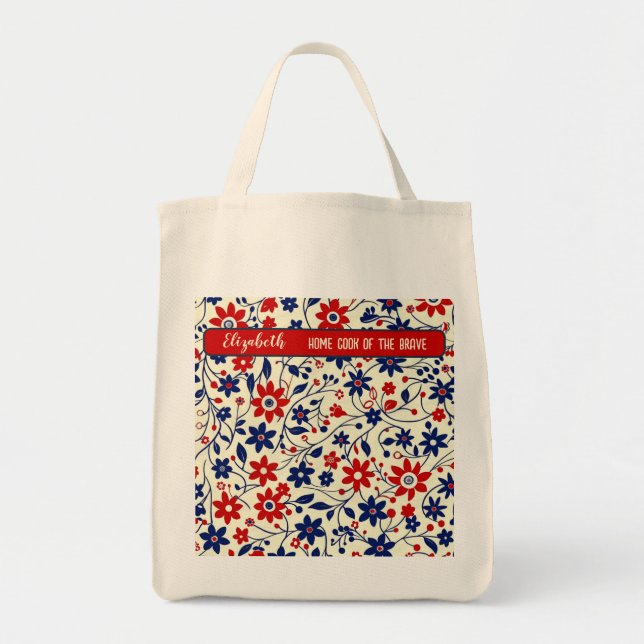 Personalized Mom Patriotic Wildflower Market Tragetasche (Vorne)