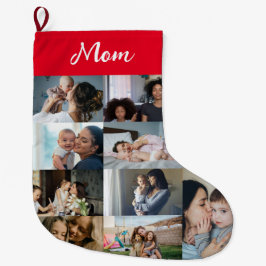 Personalized Mom Photo Collage Christmas Stocking  Großer Weihnachtsstrumpf