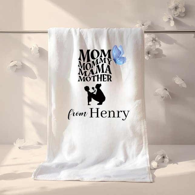 Personalized Mom Typography Bath Towel Badehandtuch (Von Creator hochgeladen)