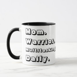 Personalized Mom Warrior Multitasking Daily Black Tasse