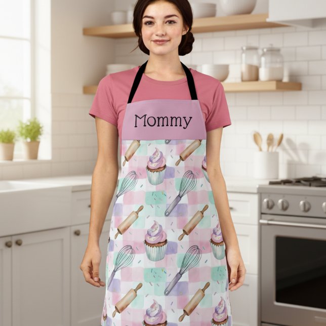 Personalized Mommy Adult Apron Pastel Cupcake Crew Schürze (Von Creator hochgeladen)
