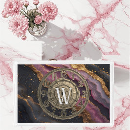 Personalized Monogram Agate Pink Rustic Metal Luxe Acryl Tablett