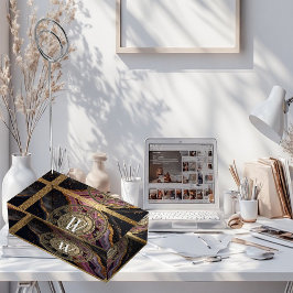 Personalized Monogram Agate Pink Rustic Metal Luxe Platzkartenhalter