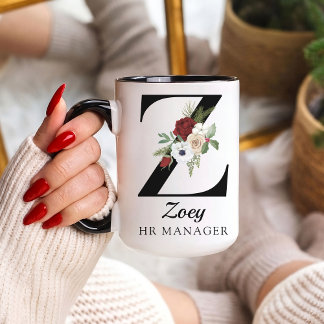 Personalized Monogram Alphabet Mug for HR Manager Tasse
