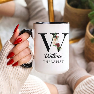 Personalized Monogram Alphabet Mug for Therapist Tasse