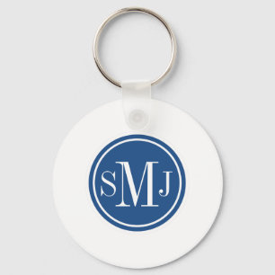 Personalized Monogram and Classic Blue Schlüsselanhänger