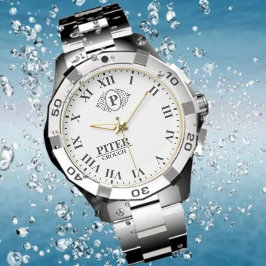 Personalized Monogram and Name black and white Armbanduhr