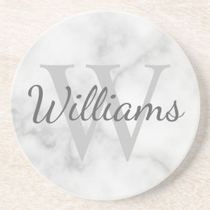 Personalized Monogram and Name Marble Look Getränkeuntersetzer