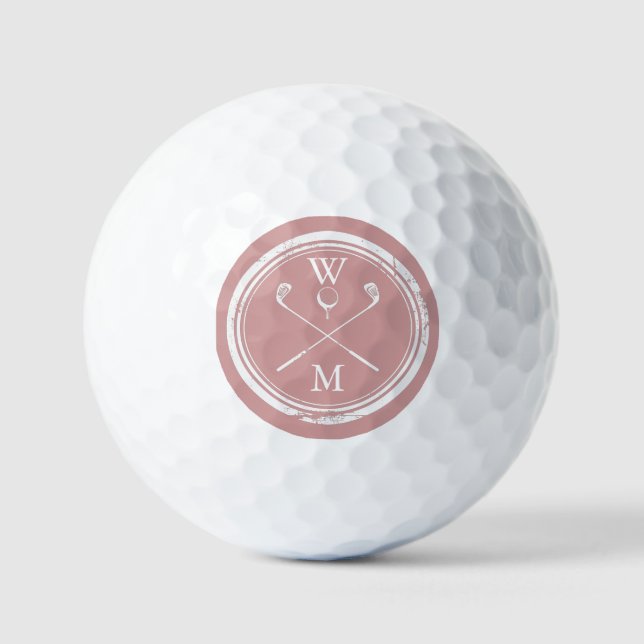 Personalized Monogram Dusty Rose Pink Golfball (Vorderseite)