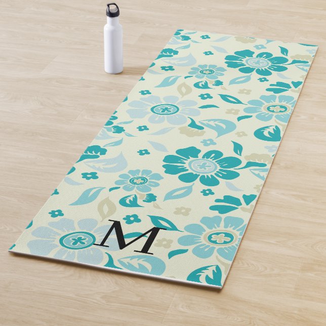 Personalized monogram elegant floral pattern yogamatte (Beispiel)