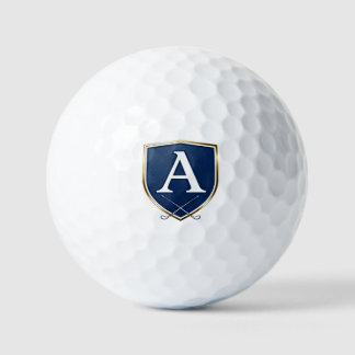 Personalized Monogram Golf Balls - Navy Blue Crest Golfball