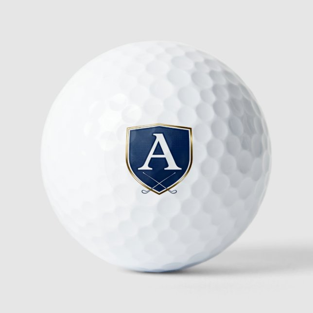 Personalized Monogram Golf Balls - Navy Blue Crest Golfball (Vorderseite)