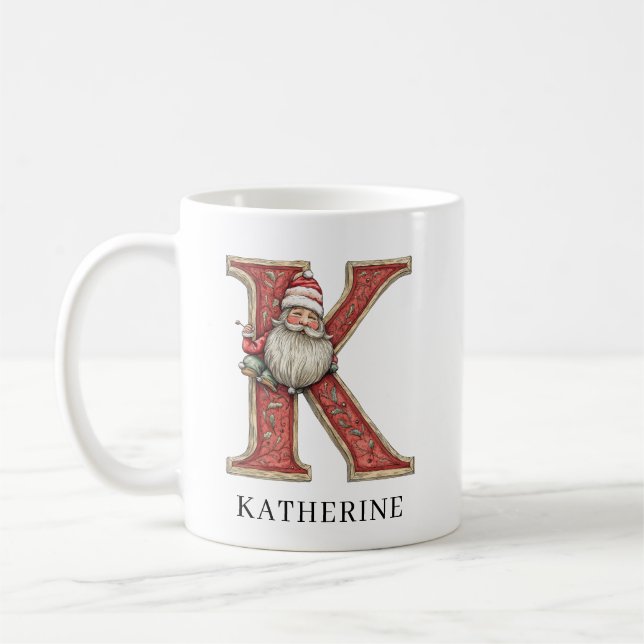 Personalized Monogram Initial K Christmas Santa  Kaffeetasse (Links)