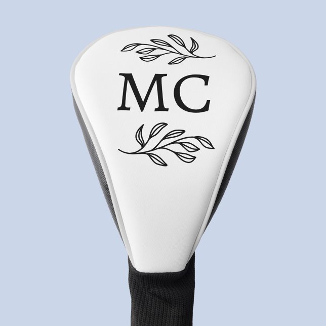 Personalized Monogram Initials Botanical Leaf Golf Headcover (Personalized monogram initial botanical leaf art minimalist golf head cover)