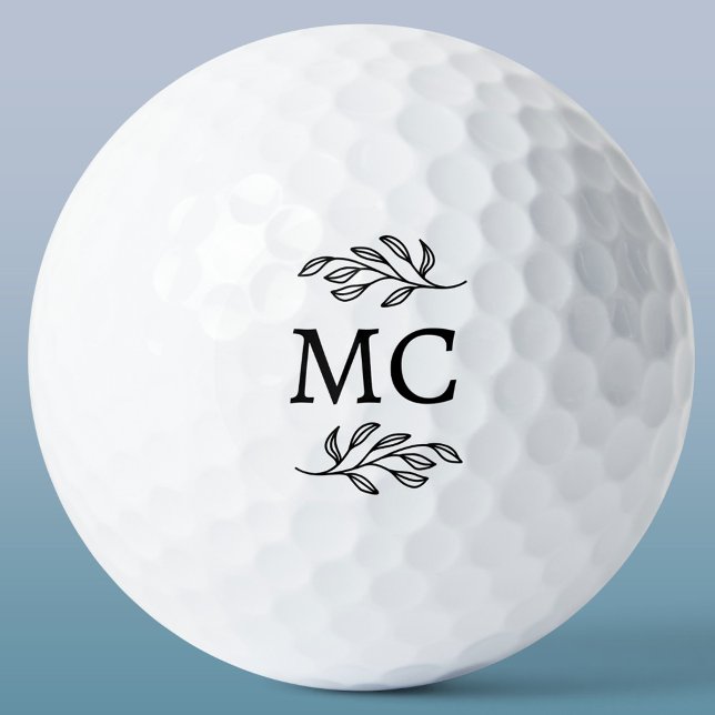 Personalized Monogram Initials Botanical Leaf Golfball (Personalized monogram initial botanical leaf art minimalist golf ball gift)