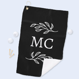 Personalized Monogram Initials Botanical Leaf Golfhandtuch