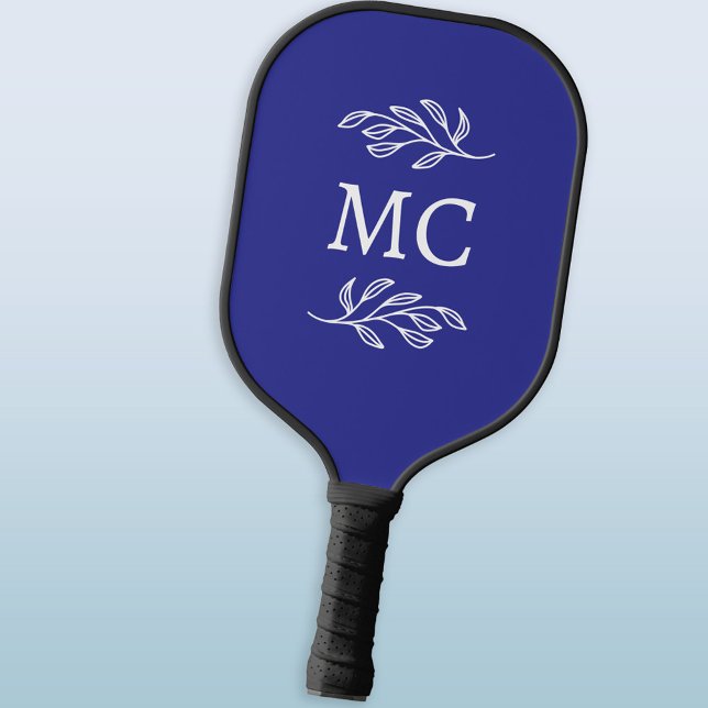 Personalized Monogram Initials Botanical Leaf Pickleball Schläger (Modern personalized monogram initials botanical leaf line art pickleball paddle)