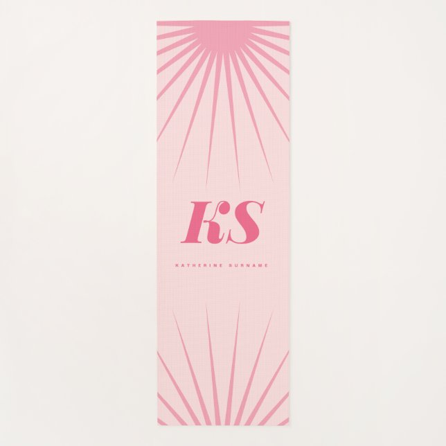 Personalized Monogram Initials Pink Yoga Mat Yogamatte (Vorderseite)