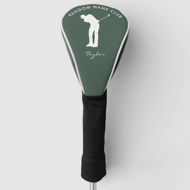 Personalized Monogram Modern Sage Green Club Name Golf Headcover (Vorderseite)