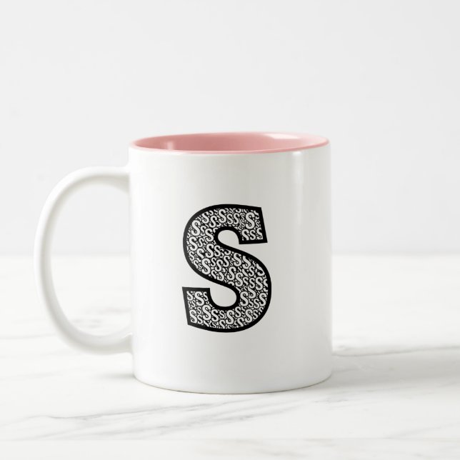 Personalized Monogram Mug  Minimalist Letter O Pat Zweifarbige Tasse (Links)