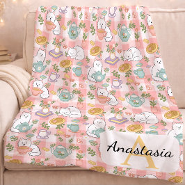 Personalized Monogram Name Pastel High Tea Pink Fleecedecke